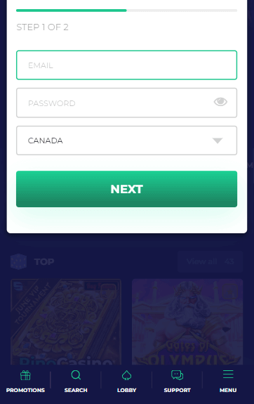 Image 1 of PinoCasino Registration Process