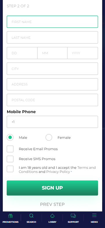 Image 2 of PinoCasino Registration Process