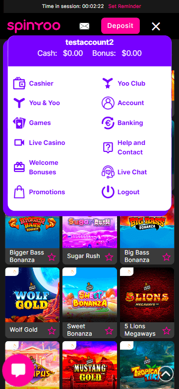 SpinYoo Casino Mobile Preview 1
