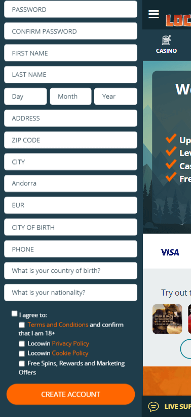 Visualization of Locowin Casino registration process - Image 2.