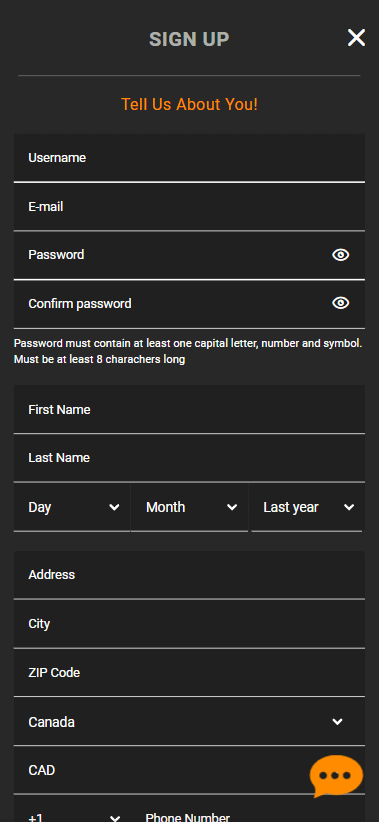 A visual guide to registering at VegaDream Casino - Part 1.