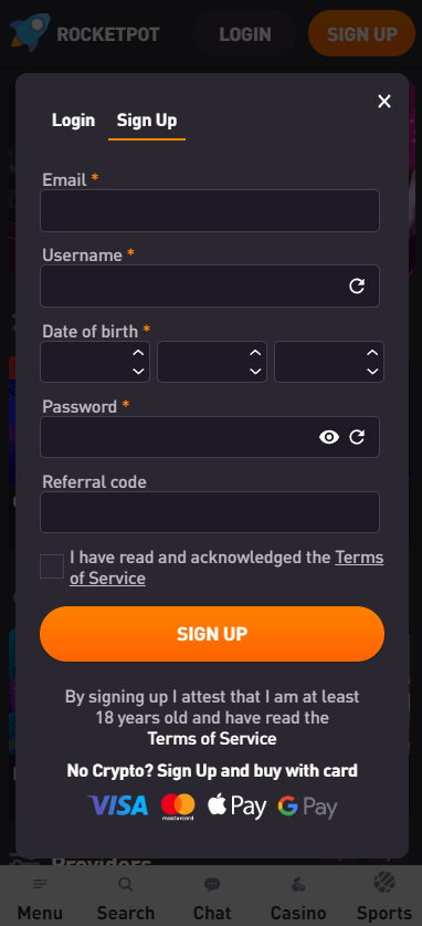 Step-by-Step Guide to Registering at Rocketpot Casino, Image 1