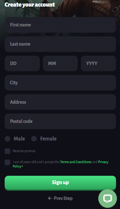 Snapshot of SlotHunter Casino Sign-Up Process 2