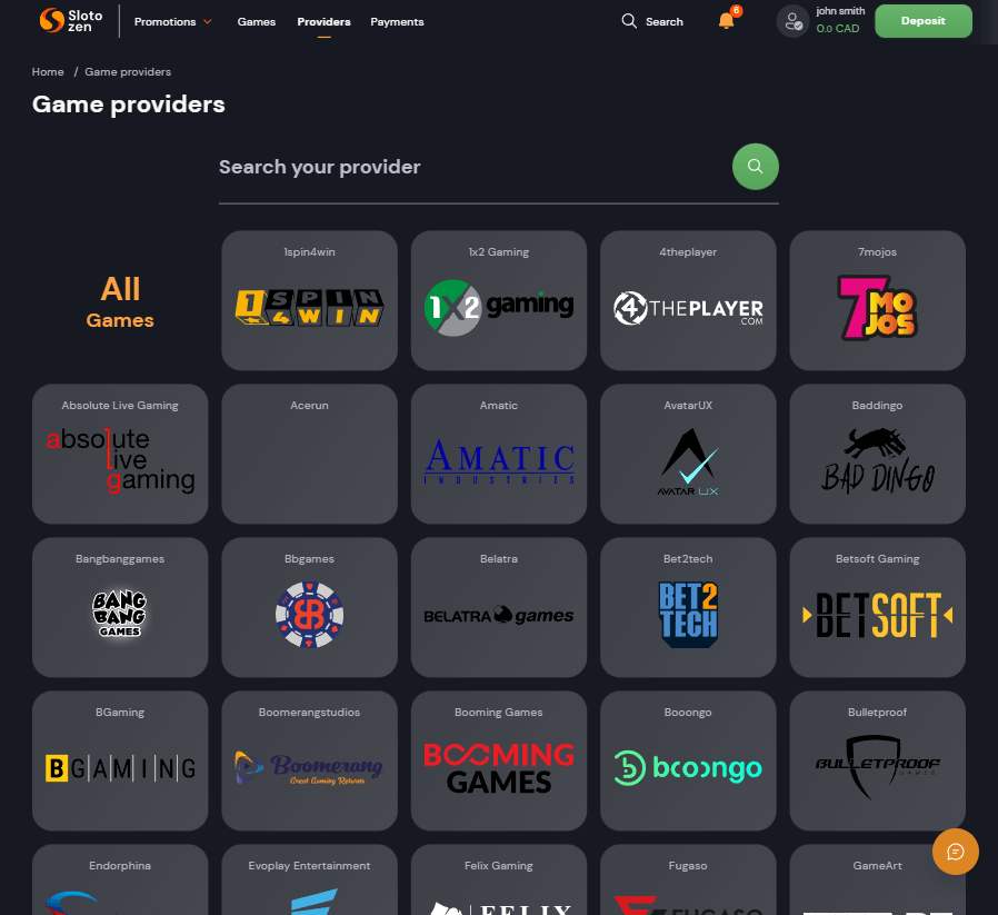 Slotozen Casino Desktop Preview 2
