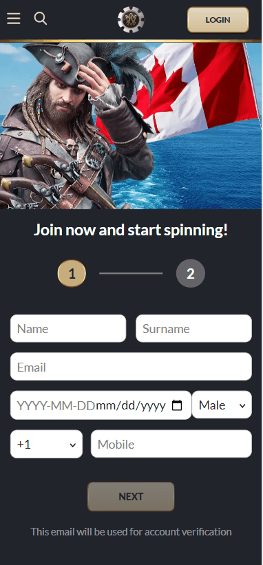 Second Step in Tortuga Casino Registration Process Image
