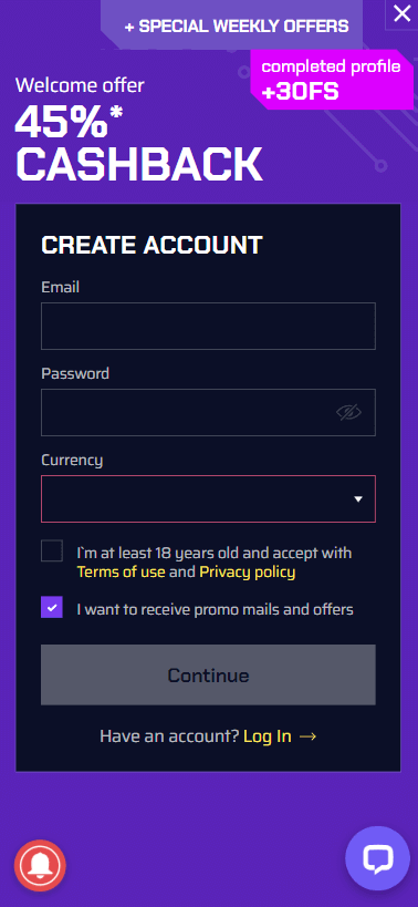 Visual guide through JustBit Casino Registration Process Image 1.