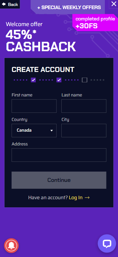 Detailed walkthrough of registration in JustBit Casino Registration Process Image 2.