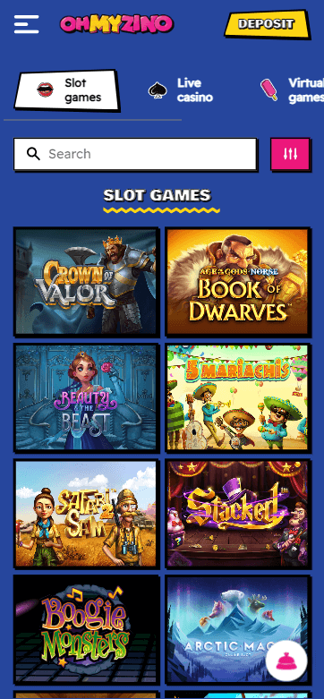 Ohmyzino Casino Mobile Preview 1