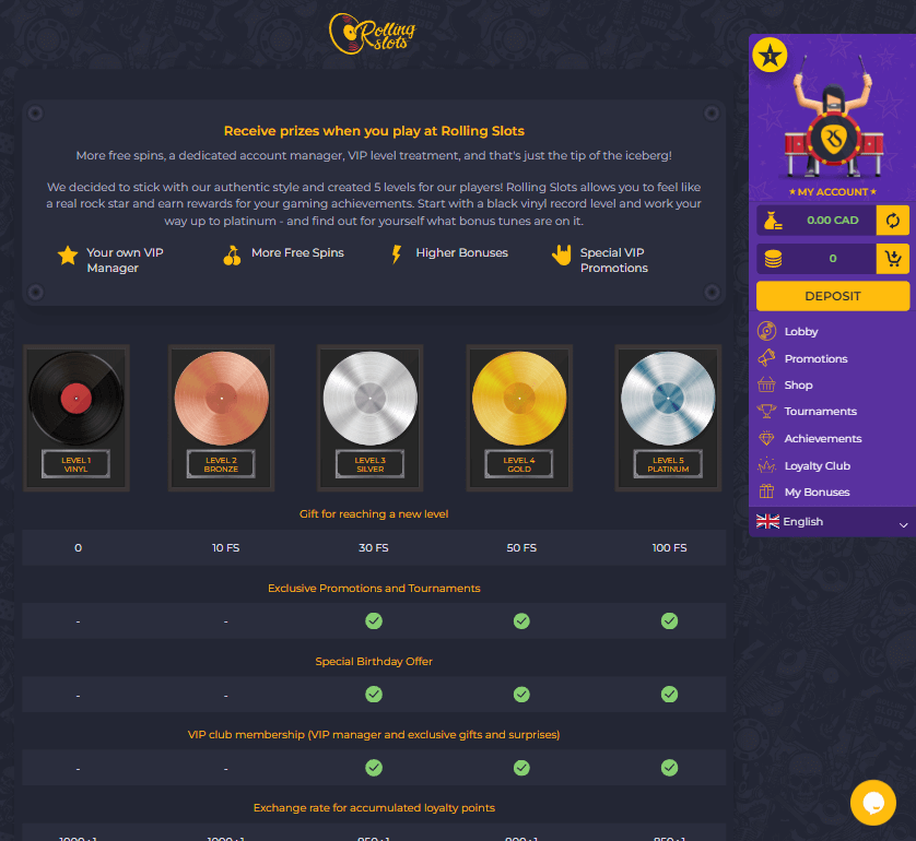 Take a look at another preview of Rolling Slots Casino’s desktop version.