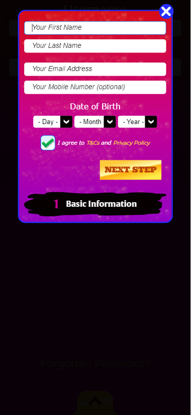 Registration Process Image 1 for Buffalo Spins Casino.