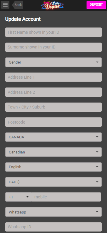 Third Image in the Registration Process for EddyVegas Casino: Detailed Steps Visualized.