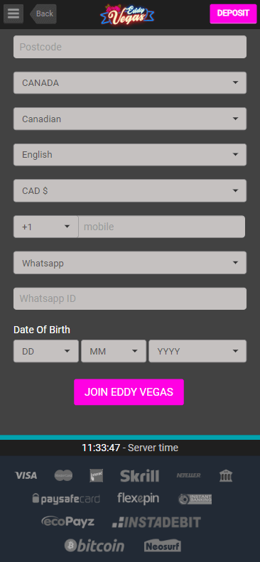 EddyVegas Casino stands out for its efficient loading speeds, ensuring no lag in gameplay or browsing across the site, with live casino tables launching seamlessly and high-quality audio and video streaming.