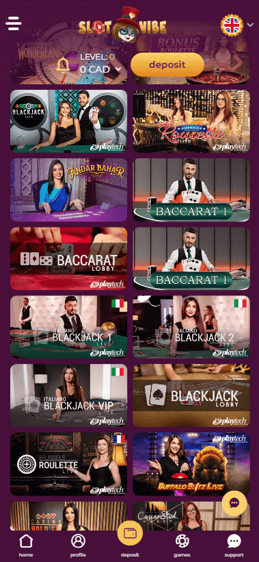 SlotVibe Casino Mobile Preview 2