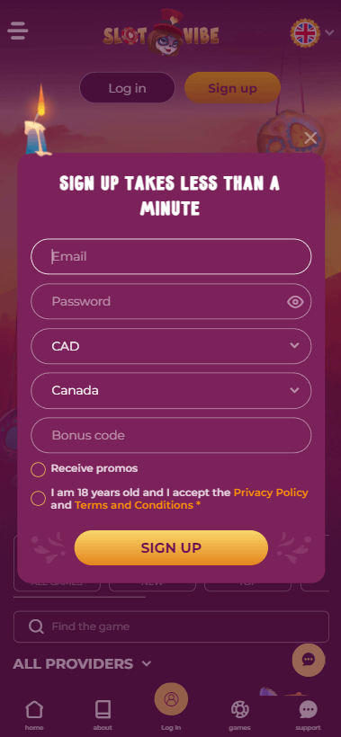 Illustration of the SlotVibe Casino Signing Up Journey - Image 1