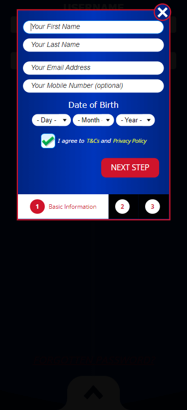 First image showing the registration process at Spin Hill Casino.