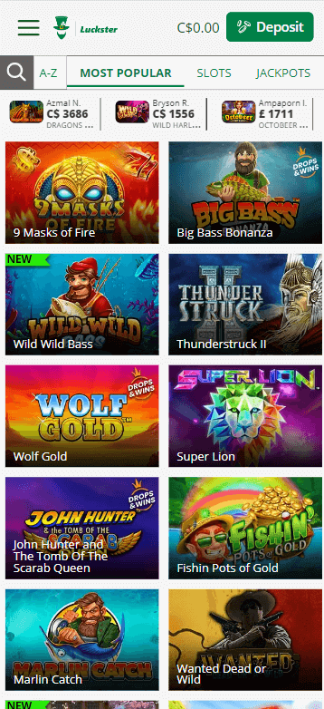 Luckster Casino Mobile Preview 1