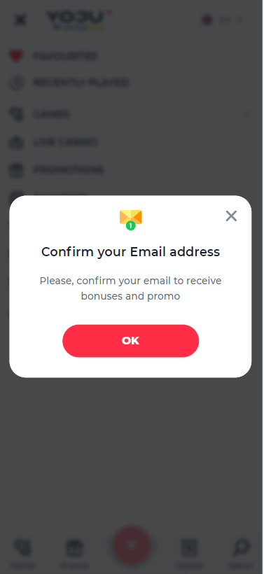 Image depicting the Yoju Casino registration process No. 2