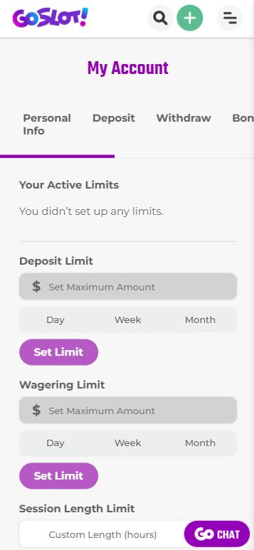 GoSlot Casino Mobile Preview 1