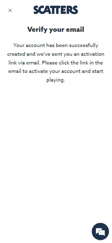 Images of the Scatters Casino registration process: Step 4
