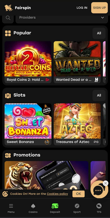 Fairspin Casino Mobile Preview 2