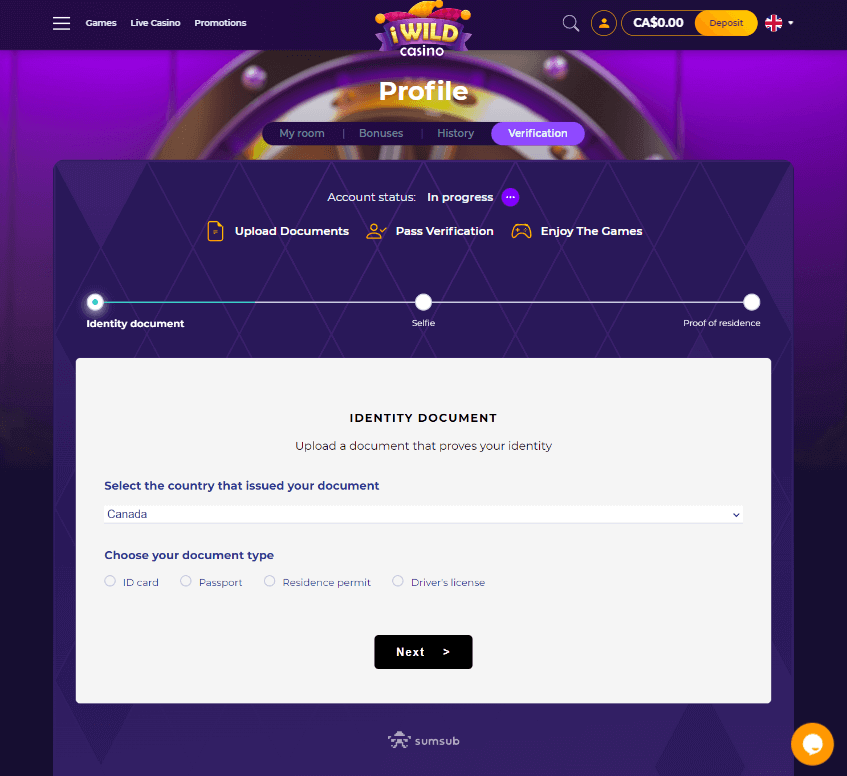 iWild Casino Desktop Preview 1