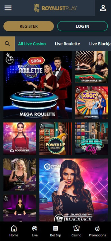 Mobile View of RoyalistPlay Casino Preview 1