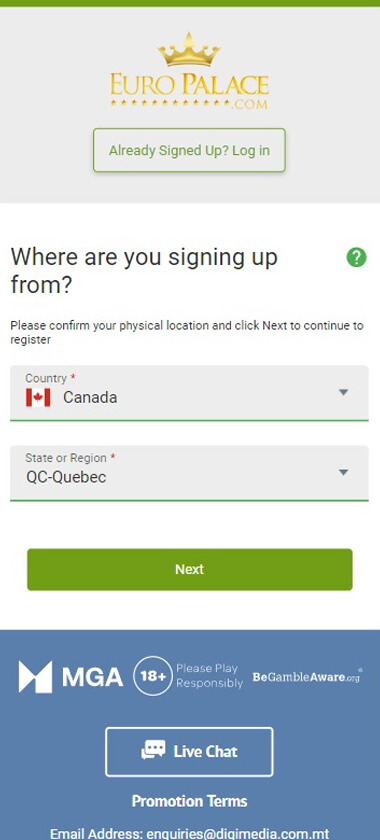 Explore the registration illustration processes at Euro Palace Casino in a step-by-step visual guide providing helpful images.