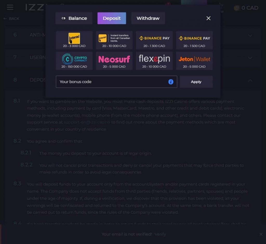 Izzi Casino Desktop Preview 3