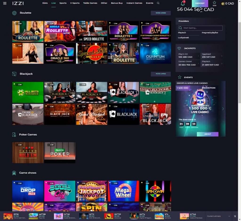 Izzi Casino Desktop Preview 1