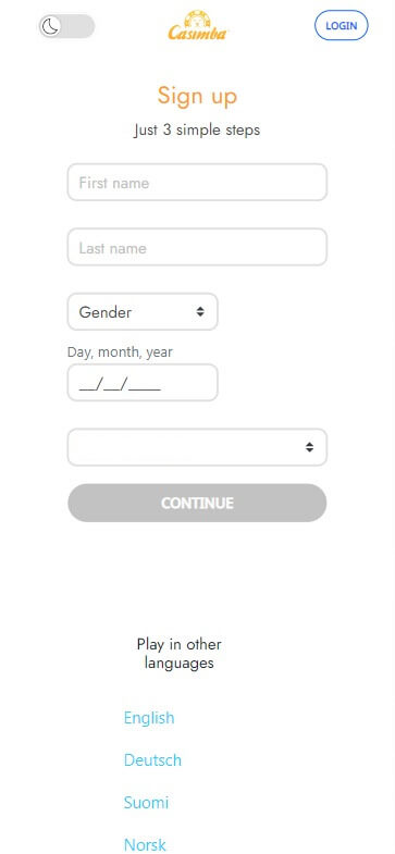 Illustration of Casimba Registration Process Step 1.
