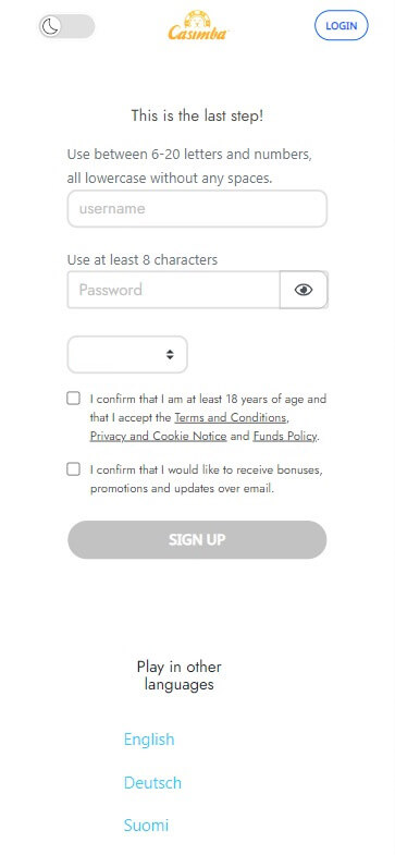 Illustration of Casimba Registration Process Step 3.