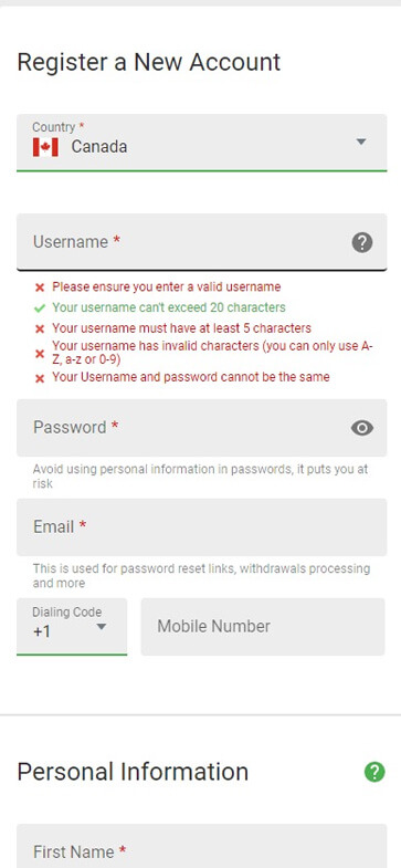 Illustration of the Lucky Nugget Casino registration process, Image 3