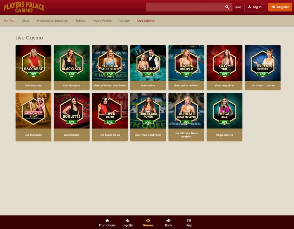 Players Palace Casino Desktop Interface Preview - Image 2.