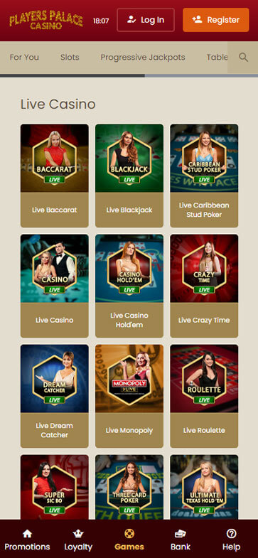 Players Palace Casino Mobile Interface Preview - Image 2.