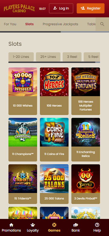 Players Palace Casino Mobile Interface Preview - Image 1.
