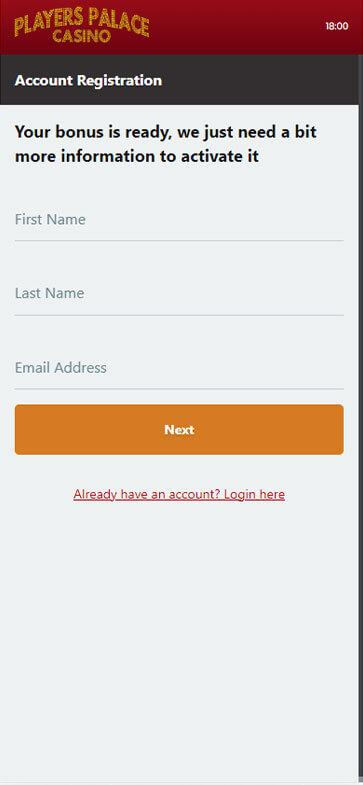 Visual Guide to the Registration Process at Players Palace Casino - Image 1.