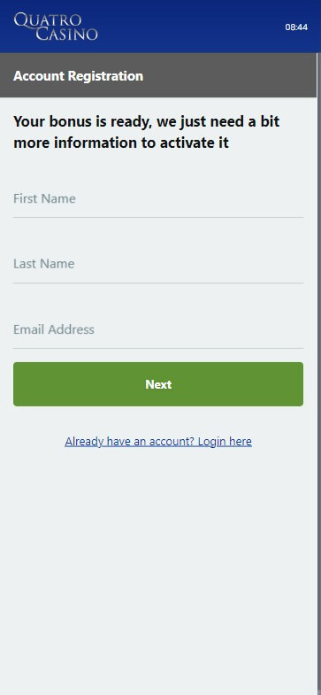 Visual Guide to Quatro Casino's Registration Process, Part 4