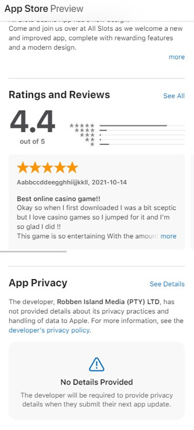 All Slots Casino App Preview 1