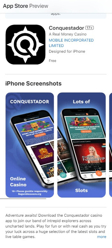Предварительный просмотр приложения Conquestador Casino 1