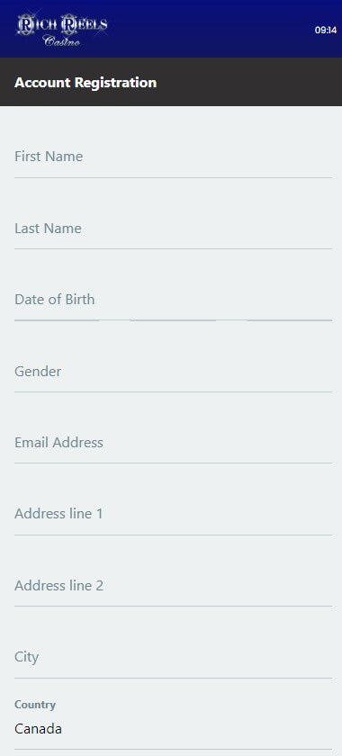 Illustration 1 of the Rich Reels Casino Registration Process