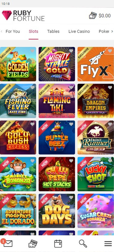 Ruby Fortune Casino Mobile Preview 2