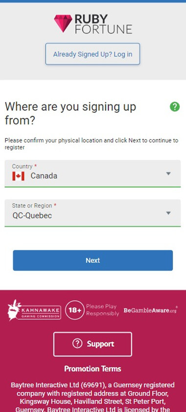 Visual Guide to the Ruby Fortune Casino Registration Process Image 1