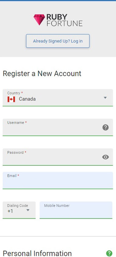 Visual Guide to the Ruby Fortune Casino Registration Process Image 2