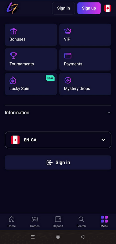 Lucky7even Casino Mobile Preview 1