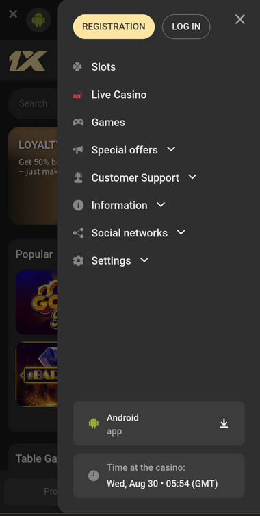 1xSlots Casino Mobile Preview 2