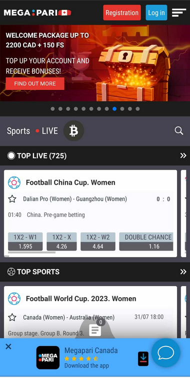 MegaPari Casino Mobile Preview 1