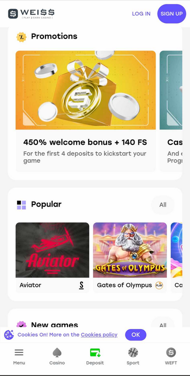 Weiss Casino Mobile Preview 1