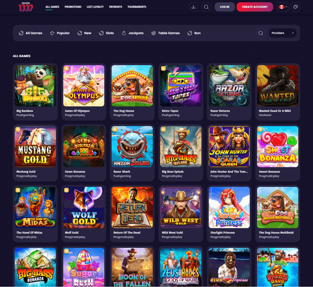 Casino 1337 Desktop Preview 1