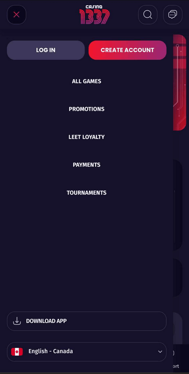 Casino 1337 Mobile Preview 2