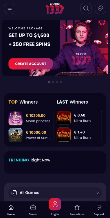 Casino 1337 Mobile Preview 1